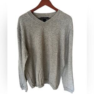 Davis & Squire grey wool blend V-neck long sleeved sweater men’s XL